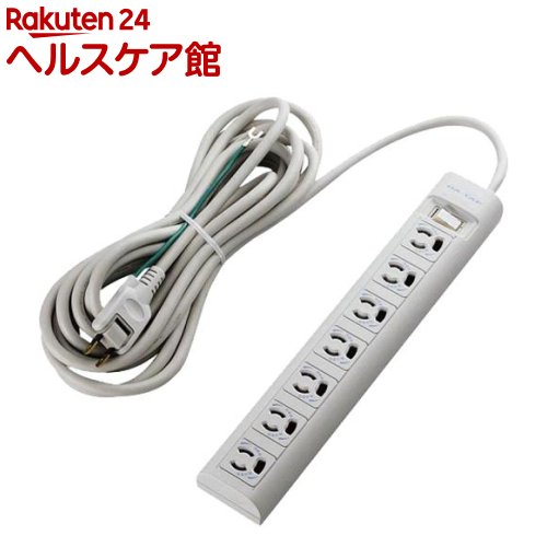樂天商城 - エレコム 延長コード 電源タップ 5m 3P 7個口 一括スイッチ マグネット T-Y3A-3750WH(1個入)【エレコム(ELECOM)】