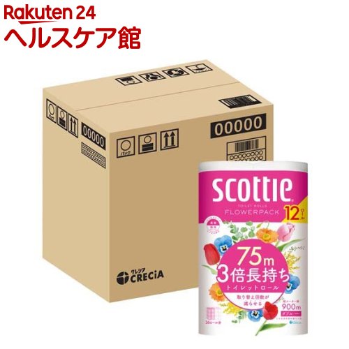 スコッティ フラワーパック 3倍長持ち トイレットペーパー ダブル(12ロール×2袋入(1個75m))【クリネックス】