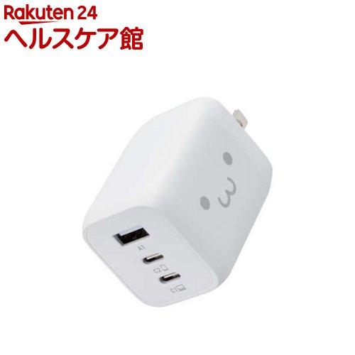 エレコム 急速 65W AC充電器 TYPE-C コンパクト iPhone17 3ポート ホワイトフェイス(1台)