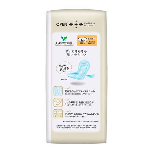 ロリエ しあわせ素肌 ボリュームパック 超スリム 軽い日用17cm 羽なし(58枚入×5セット)【ロリエ】 (2)