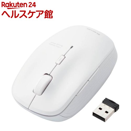 お店TOP＞家電＞情報家電＞パソコンサプライ＞マウス＞エレコム ワイヤレスマウス 無線 抗菌 ブルーLED 5ボタン 静音 Mサイズ M-BL21DBSKWH (1個)【エレコム ワイヤレスマウス 無線 抗菌 ブルーLED 5ボタン 静音 Mサイズ M-BL21DBSKWHの商品詳細】●ネットの閲覧などの操作に便利な「進む」・「戻る」ボタンが付いた5ボタンワイヤレスBlueLEDマウス。 ●マウスのクリック時のカチカチ音がしない静音スイッチを採用し、音が気になる場所でも使えます。 ●「エレコムマウスアシスタント」を利用することで、各ボタンにお好みの機能を割り当てることができます。 ●標準的なMサイズのため、長時間使用していても手が疲れにくく、オフィスでの利用にも適しています。 ●財団法人日本規格協会(JSA)が定める抗菌性試験に準拠し、表面上における細菌の増殖を抑制、あるいは阻害する性能を持つ抗菌仕様です。 ●2.4GHz帯を採用したワイヤレスタイプで、非磁性体で約10m、スチールデスクなど磁性体上でも約3mの範囲で使用可能です。(エレコム調べ) ●ノートパソコンのUSBポートに接続しても気にならず、装着したまま持ち運び可能な1円玉サイズのマイクロレシーバを採用しています。 ●レシーバはマウス本体内に収納できるため、持ち運び時のレシーバの紛失を防ぎます。 ●小さな凹凸やホコリでもより正確に光が反射し、場所を選ばずに快適に使用できるBlueLEDを搭載しています。 ●本体上部にポインタ速度変更ボタンを装備し、用途にあわせてマウスのカーソル速度を1000／1500／2000カウントの3段階に切り替え可能です。●本体裏面に電源スイッチがあり、不使用時の電池の消耗を防止できます。 ●電池の交換時期をお知らせする電池残量表示ランプを搭載しています。【規格概要】・インターフェイス：USB ・コネクタ形状：USB(A)オス ・対応機種：USBポートを装備したWindows OS、macOS搭載機 ・対応OS：Windows 10、Windows RT8.1、Windows 8.1、Windows 7、OS X El Capitan(10.11)〜macOS Catalina(10.15) ※各OSの最新バージョンへのアップデートや、サービスパックのインストールが必要になる場合があります。 ・分解能：1000／1500／2000(切り替え可能) ・通信方式：GFSK方式 ・電波周波数：2.4GHz帯 ・電波到達距離：磁性体(鉄の机など)の上で使用する場合：3m、非磁性体(木の机など)の上で使用する場合：10m ・読取り方式：光学センサー方式 ・LED色：ブルー ・ボタン数：5個 ※ホイールボタン含む ・ホイール数：1個 ・レシーバ収納：○ ・連続動作時間：約235時間 ・連続待機時間：約416日 ・想定電池使用期間：約406日 ※1日8時間のパソコン操作中5％をマウス操作に割り当てた場合 ・電源(本体)：単3形アルカリ乾電池、単3形マンガン乾電池、単3形ニッケル水素電池のいずれか1本 ・定格電圧(本体)：1.5V ・カラー：ホワイト・外形寸法(マウス本体)：幅56.0mm*奥行98.0mm*高さ34.3mm ・質量(マウス本体)：約56g ※電池を含まず ・外形寸法(レシーバ)：幅18.0mm*奥行13.1mm*高さ5.7mm ・質量(レシーバ)：約2g ・付属品：動作確認用単3形アルカリ乾電池*1、ユーザーズマニュアル*1 ・保証期間：6カ月 ・サイズ分類：Mサイズ【原産国】中国【ブランド】エレコム(ELECOM)【発売元、製造元、輸入元又は販売元】エレコムリニューアルに伴い、パッケージ・内容等予告なく変更する場合がございます。予めご了承ください。エレコム541-8765 大阪市中央区伏見町4丁目1番1号 9F0570-084-465広告文責：楽天グループ株式会社電話：050-5577-5042[情報家電/ブランド：エレコム(ELECOM)/]