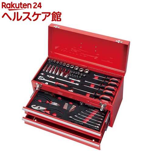 藤原産業 E-Value 整備工具セット レッド(赤色) 80点 EST-2280RE 各種メンテナンス(1セット)【E-Value】[自転車 自動車 バイク メンテナンス]