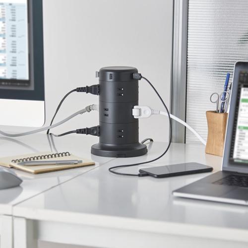 エレコム 電源タップ 12個口 2m 雷サージ ほこり防止 USBポート付 ブラックECT-0720BK(5セット)【エレコム(ELECOM)】