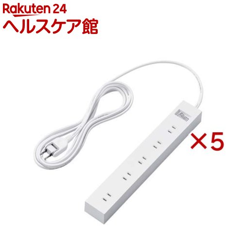 乐天商城 - エレコム 電源タップ 2P 10個口 一括スイッチ マグネット 3m ホワイト ECT-1530WH(5セット)【エレコム(ELECOM)】