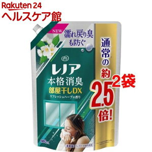 レノア 本格消臭 柔軟剤 部屋干しDX リフレッシュハーブの香り 詰替 特大(980ml*2袋セット)【レノア 本格消臭】