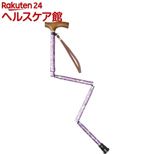 Rakuten - すべりにくい杖 伸縮折りたたみ式 紫花(1本)