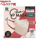 E-lineマスク ふつう ベージュ×ワインレッド(30枚入×3セット)