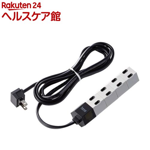 お店TOP＞家電＞トラベル用品＞変換プラグ・電源ケーブル＞電源タップ・電源ケーブル＞エレコム 延長コード 電源タップ 2m 2P 4個口 回転型デザインタップ 白 T-HX7-2420WH (1個)【エレコム 延長コード 電源タップ 2m 2P 4個口 回転型デザインタップ 白 T-HX7-2420WHの商品詳細】●下部に光沢感、上部にマット調を使い、2つの質感をもたせた高級感のあるデザイン回転タップhexa(ヘキサ)。●差込口が個別に回転する設計で、大きな充電器を差しても隣の差込口に干渉しません。※根元側の1個口目は回転しません。また、360度回転できる設計ではありません。各個口の推奨可動範囲は、初期位置を基準に60度ずつ、計120度以内です。●デスク周りやACアダプターの多いパソコン周りでの利用に適しています。●差込口には、万一の発熱の際にも融解しにくく、電気火災の防止に有効な耐熱性に優れたユリア樹脂を使用。●プラグ部分の根元に絶縁キャップがついており、トラッキング現象による火災の防止に有効。●電源コードには、社団法人日本配線器具工業会規格(JWDS0010)に適合した二重被ふくコードを採用し、断線や被ふく破れによる感電・火災の防止に有効。●コンパクトなL字プラグを採用。壁にぴったりフィットし、隣の家庭用ACコンセントと干渉せず邪魔になりません。【規格概要】●本体差込口形状・・・2ピン●本体差込口個数・・・4個口●プラグ仕様・・・2ピン●コード長・・・2.0m●定格・・・125V・15A・1500W●絶縁キャップ付きプラグ・・・○●二重被ふく・・・○●カラー・・・ホワイト●材質・・・本体(ABS樹脂)、プラグ(PVC)、差込口(ユリア樹脂)●外形寸法・・・幅36mm*奥行147mm*高さ32mm ※コード部分及びプラグ部分を除く●質量・・・約260g●使用可能地域・・・本製品は日本国内の電源を想定して設計されていますので、日本国外ではご使用いただけません。●電気用品安全法・・・PSE適合【ブランド】エレコム(ELECOM)【発売元、製造元、輸入元又は販売元】エレコムリニューアルに伴い、パッケージ・内容等予告なく変更する場合がございます。予めご了承ください。エレコム541-8765 大阪市中央区伏見町4丁目1番1号 9F0570-084-465広告文責：楽天グループ株式会社電話：050-5577-5042[生活家電/ブランド：エレコム(ELECOM)/]