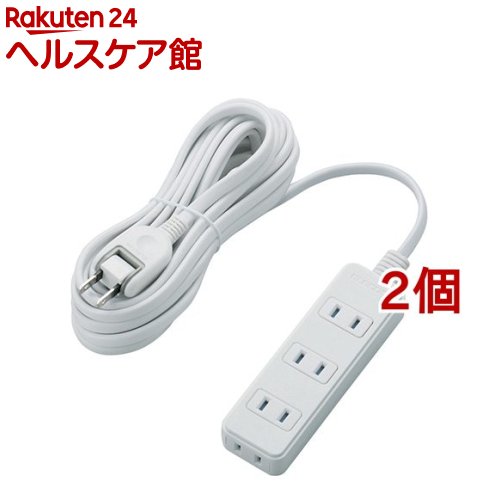 Rakuten - エレコム 延長コード 電源タップ 5m 4個口 雷ガード シャッター T-KST02-22450WH(2個セット)【エレコム(ELECOM)】
