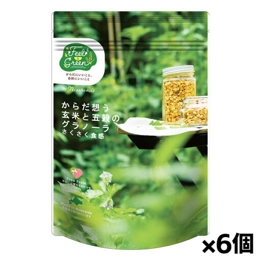 日食 Feel & Green からだ想う 玄米と五穀のグラノーラ さくさく食感 160g x6個(北海道産玄米 北海道産大麦) 日食 Feel & Green からだ想う 玄米と五穀のグラノーラ さくさく食感 160g x6個(北海道産玄米 北海道産大麦)