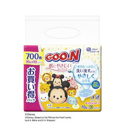 【送料無料】[ケース販売]グーン 肌にやさしいおしりふき 70枚×10P×4個セット(大王製紙 ノンアルコール 敏感肌 純水99%)