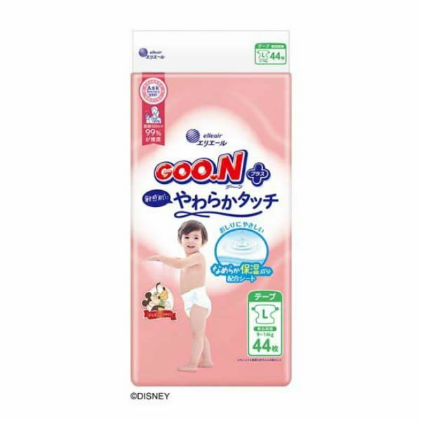 グーンプラス 敏感肌にやわらかタッチ Lサイズ 44枚(大王製紙 テープタイプ おむつ ベビー 赤ちゃん)