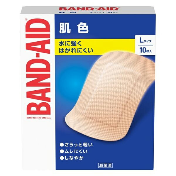 【ゆうパケット配送対象】Kenvue(ケンビュー) BAND-AID バンドエイド 救急絆創膏 肌色 Lサイズ 10枚(ばんそうこう)(ポスト投函 追跡ありメール便)