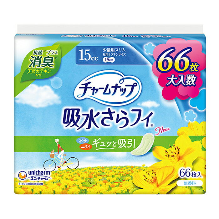 [ユニチャーム]チャームナップ 吸水さらフィ 15cc 19cm 無香料 少量用スリム 66枚入り(軽い尿漏れ パンティライナー 軽失禁)