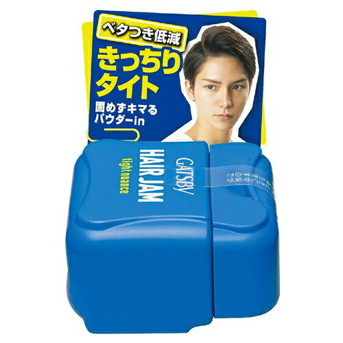 区分 化粧品 原産国 日本 使用方法 少量(100円玉程度)を手にとり、手のひらで十分にのばしてから乾いた髪全体に数回に分けてまんべんなくなじませ整えてください。 成分 水、エタノール、PPG-75-PEG-300ヘキシレングリコール、ポリオキシプロピレンソルビット、イソステアリン酸PEG-20グリセリル、グリセリン、シリカ、ジラウロイルグルタミン酸リシンNa、フルオロケイ酸(Na／Mg)、(アクリル酸ヒドロキシエチル／アクリル酸メトキシエチル)コポリマー、クエン酸Na、キサンタンガム、酢酸トコフェロール、ビスPEG-18メチルエーテルジメチルシラン、EDTA-2Na、亜硫酸Na、クエン酸、オキシベンゾン-5、BG、香料、紫401、青1 注意事項 ・お肌に異常が生じていないかよく注意して使用し異常のあるときは使わないでください。 ・刺激・色抜け・黒ずみ等の異常が出たら使用を中止し皮フ科医へご相談ください。 ・出にくい時は容器を振ってからお使いください。 ・使用後はキャップを閉めこぼれないようご注意ください。 ・高温になるところや直射日光のあたるところには置かないでください。 ・子供の手の届かないところに置いてください。 製造元 マンダム 540-8530 大阪府大阪市中央区十二軒町5-12 0120-37-3337 検索用文言 ギャツビー(GATSBY) ヘアジャム タイトニュアンス モバイル 30ml 広告文責 株式会社ケンコーエクスプレス TEL:03-6411-5513●ギャツビー ヘアジャム タイトニュアンス モバイルの商品詳細 ●サッとなじませるだけ、新スタイリングテクノロジーでスゴ楽なのに自在にキマる、ヘアジャム ●軽さと整髪力を両立したエアパウダー配合。自然な質感のままラフな動き＆毛流れが作れて持続します。 ●のび・なじみがよいジャム状タイプなのでテクニック不要で思い通りにスタイルを作りやすい ●オイルフリーパウダー整髪でテカらず、ベタつかず抜群に軽い ●パウダーがアブラ、汗、湿気を吸着してスタイルをくずさない ●立ち上げ＆タイトにおさえたきっちり横分けヘア ●外出時に便利なモバイルサイズ