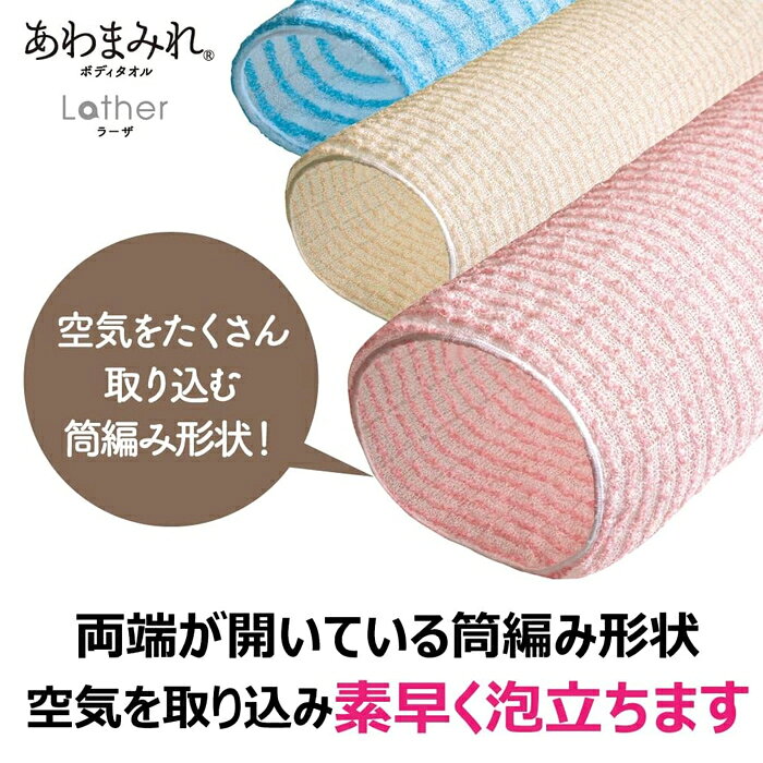 健康エクスプレスの【ゆうパケット配送対象】[キクロン]ボディタオル あわまみれ ラーザ かため ブルー 1枚入(バス用品 浴用タオル ナイロンタオル 泡立ち お風呂)(ポスト投函 追跡ありメール便)｜アングル3