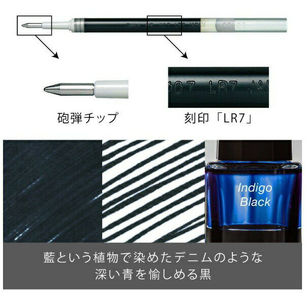 【ゆうパケット配送対象】[ぺんてる]ボールペン替芯エナージェル 芯径:0.7 インク色:インディゴブラック(ゲルインクボールペン) XLR7-SA(ポスト投函 追跡ありメール便)