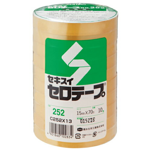 内容量 10巻入り サイズ 15mm×70m 厚み 0．051mm 製造元 積水マテリアルソリューションズ株式会社　TEL：03- 6744-5801 検索用文言 [積水]セロテープ#252N 15mm×70mm 10巻入り[C252X13] 広告文責 株式会社ケンコーエクスプレス TEL:03-6411-5513定番のセロテープ ●大量使用に便利な長巻タイプ。