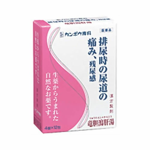 使用上の注意 ●相談すること 1.次の人は服用前に医師又は薬剤師に相談してください (1)医師の治療を受けている人 (2)妊婦または妊娠していると思われる人 (3)胃腸が弱く下痢しやすい人 (4)今までに薬により発疹・発赤、かゆみ等を起こしたことがある人 2.次の場合は、直ちに服用を中止し、この文書を持って医師又は薬剤師に相談してください (1)服用後、次の症状があらわれた場合 関係部位：症状 皮 ふ：発疹・発赤、かゆみ 消化器：食欲不振、胃部不快感 (2)1ヵ月位服用しても症状がよくならない場合 3.次の症状があらわれることがありますので、このような症状の継続又は増強が見られた場合には、服用を中止し、医師又は薬剤師に相談してください 下痢 効果・効能 比較的体力があり、下腹部筋肉が緊張する傾向があるものの次の諸症：排尿痛、残尿感、尿の濁り、こしけ 用法・用量 次の量を1日3回食前又は食間に水又は白湯にて服用。 年齢：1回量：1日服用回数 成人(15才以上)：4錠：3回 15才未満7才以上：3錠 ：3回 7才未満5才以上：2錠：3回 5才未満：服用しないこと **用法・用量に関連する注意** 小児に服用させる場合には、保護者の指導監督のもとに服用させてください。 成分・分量 成人1日の服用量12錠(1錠351mg)中、次の成分を含んでいます。 竜胆瀉肝湯エキス粉末：2750mg (リュウタン・サンシシ・カンゾウ各0.75g、モクツウ・ジオウ・トウキ各2.5g、オウゴン・タクシャ・シャゼンシ各1.5gより抽出) 添加物として、タルク、ステアリン酸Mg、二酸化ケイ素、クロスCMC-Na、水酸化Al/Mg、セルロース、ポリオキシエチレンポリオキシプロピレングリコール、ヒプロメロースを含有する。 **成分に関連する注意** 本剤は天然物(生薬)のエキスを用いていますので、錠剤の色が多少異なることがあります。 保管及び取扱い上の注意 (1)直射日光の当たらない湿気の少ない涼しい所に保管してください。(ビン包装の場合は、密栓して保管してください。なお、ビンの中の詰物は、輸送中に錠剤が破損するのを防ぐためのものです。開栓後は不要となりますのですててください) (2)小児の手の届かない所に保管してください。 (3)他の容器に入れ替えないでください。(誤用の原因になったり品質が変わります) (4)使用期限のすぎた商品は服用しないでください。 (5)水分が錠剤につきますと、変色または色むらを生じることがありますので、誤って水滴を落としたり、ぬれた手で触れないでください。 (6)4錠分包の場合、1包を分割した残りを服用する時は、袋の口を折り返して保管してください。なお、2日をすぎた場合には服用しないでください。 製造元 クラシエ薬品株式会社 お客様相談窓口 03(5446)3334 受付時間 10：00-17：00(土、日、祝日を除く) ●発売元 クラシエ薬品株式会社 東京都港区海岸3-20-20(108-8080) ●製造販売元 クラシエ製薬株式会社 東京都港区海岸3-20-20(108-8080) リスク区分 第2類医薬品 広告文責 株式会社ケンコーエクスプレス 薬剤師:岩崎喜代美 TEL:03-6411-5513比較的体力のある方の排尿時の痛みや残尿感、尿の濁りなどの排尿異常に効果があります。医薬品。 ●比較的体力のある方の排尿時の痛みや残尿感、尿の濁りなどの排尿異常に効果があります ●医薬品 ●初回購入の場合や不明点がある場合は購入前に薬剤師に相談してください。