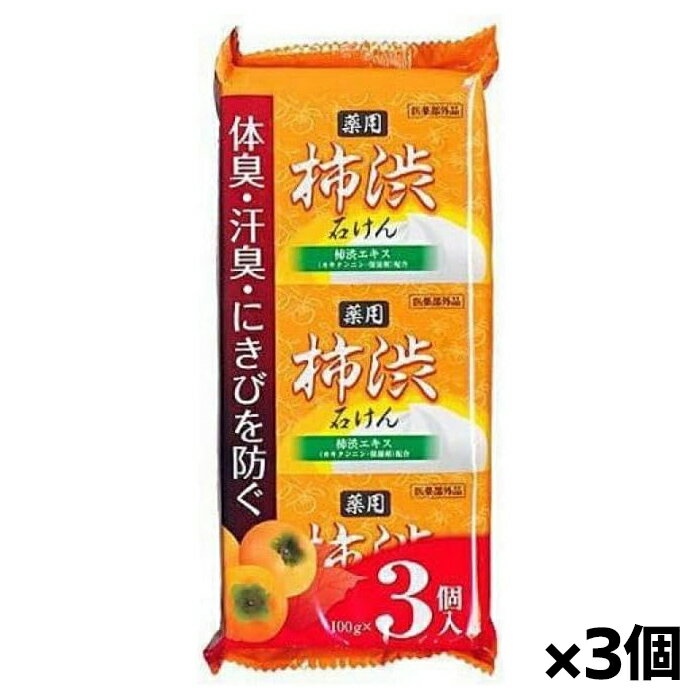 【ゆうパケット配送！送料無料】薬用 柿渋石けん 100g×3個入りパック x3個[医薬部外品](ポスト投函 追跡ありメール便)