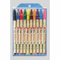 ラッションペン細字 [M300C-10] 1セット ラッションペンNo．300セット インク色：黒，赤，青，緑，黄，茶，橙，紫，空，桃（水性ペン 水性サインペン）