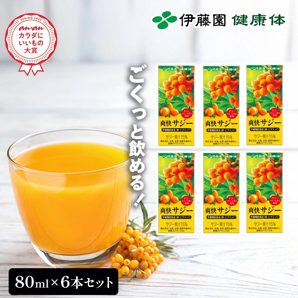 【伊藤園 健康体 公式通販】お試し♪爽快サジー 紙80ml 6本入り そのまま 鉄 ビタミンC はちみつ【レビューキャンペーン対象】のサムネイル
