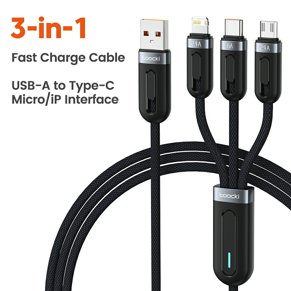Toocki 3in1充電ケーブル USB-A to Lightning・Type-C・Micro USB 全機種対応 ブルー・グレー iPhone 13/14・Huawei対応 Toocki 3in1充電ケーブル USB-A to Lightning・Type-C・Micro USB 全機種対応 ブルー・グレー iPhone 13/14・Huawei対応 5