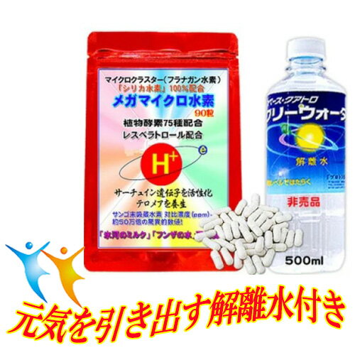 メガマイクロ水素（370mg×90粒入）5個セット超解離水500ml×5本付