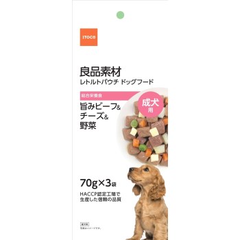 乐天商城 - ◇イトウアンドカンパニー 良品素材 成犬用旨味ビーフ＆チーズ＆野菜 70g×3袋