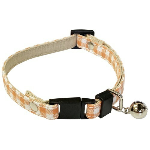 [メール便6個まで] ☆フレーム ブルーミー はずれるネコ首輪 スタンダード ギンガムオレンジ 3