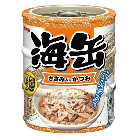 ★訳あり在庫処分特価 アイシア 海缶ミニ3P ささみ入りかつお 180g(60g×3缶)