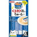 人気の「CIAO缶かつお＆おかか(かつお節)」をちゅ〜るにしました。緑茶消臭成分配合で、腸管内の内容物の臭いを吸着し糞尿臭を和らげます。◆保証成分エネルギー：7kcal/本、たんぱく質9.5％以上、脂質0.4％以上、粗繊維0.1％以下、灰分1.7％以下、水分88.0％以下メーカー名：いなばペットフードシリーズ名：CIAO ちゅ〜る内容量：(14g×4本入)×6個分類：猫用おやつ原産国または製造地：日本原材料：かつお、かつお節、糖類(オリゴ糖等)、植物性油脂、増粘安定剤(加工でん粉、増粘多糖類)、ミネラル類(Na、P、Cl)、調味料(アミノ酸)ビタミンE、緑茶エキス型番：SC-353※「メール便」での配送は 2個まで可能です。