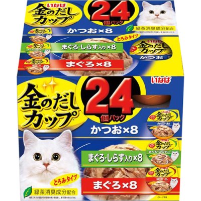 Rakuten - ◇いなばペットフード 金のだしカップ24個かつおV 70g×24