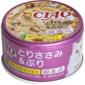 ◇いなばペットフード CIAO(チャオ) ホワイティ とりささみ＆ぶり 85g缶