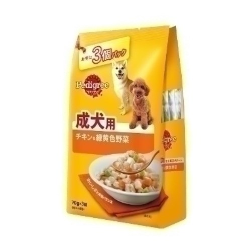 Rakuten - ◇マースジャパン ぺディグリー 成犬用 旨みチキン＆緑黄色野菜 70g×3パック入り