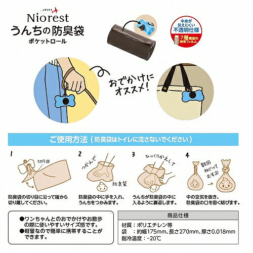 ペット健康便のマルカン ニオレスト うんちの防臭袋ポケットロール取り替え用 90枚 DA-600｜アングル3