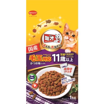 Vitaone - ◇日本ペットフード ミオドライミックス 毛玉対応 11歳以上かつお味 1kg