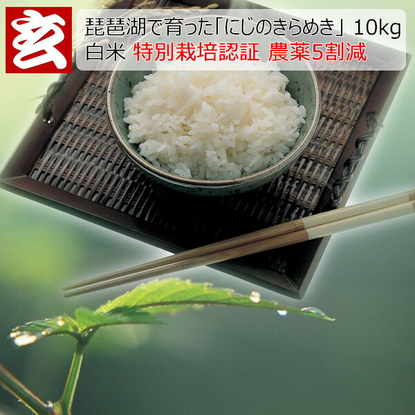 新発売！ 農薬5割減 琵琶湖で育った 「にじのきらめき」 白米 10kg 送料無料生産者代表：八若和美氏 産年：令和2年産