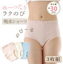 吸水パッド付き ゆったりラクラクショーツ 30cc吸水 3色3枚組 送料無料 M L LL レディース 女性用 失禁パンツ 尿漏れ 尿漏れパンツ 軽失禁 軽失禁...