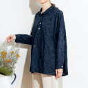 長袖 ブラウス チュニック レディース 刺しゅう入りゆったりシャツチュニック(全2色) 婦人服 ミセス シニア 女性 ネイビー ホワイト 白 紺色 シニアファッ...