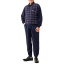 sale 秋冬 ホームウェア 前身頃格子柄ポロ衿スウェットスーツ上下組 全3色 スウェットスーツ ルームウェア グレー ベージュ ネイビー メンズ 紳士服 シニ...