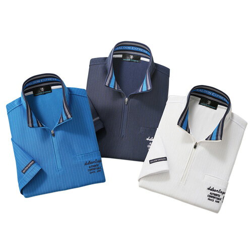 カジュアルシャツ メンズ シニア 春夏 ストライプ柄 ハーフジップ 5分袖 シャツ 3色組 ジップアップシャツ 紳士服 スポーティー 五分袖 白 紺色 青 ブルー ネイビー ホワイト シニアファッション 40代 50代 60代 70代 80代 父の日 お父さん ギフト プレゼント　sai　p19785 kenkoukaiteki-10013888 健康と快適生活 楽天市場店 パッケージ画像