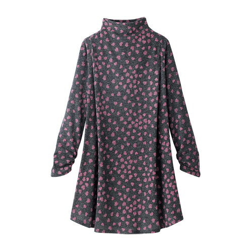 チュニック トップス レディース 秋冬 起毛プリントチュニック（全2色） 婦人服 ミセス シニア 長袖 ネイビー グレー ピンク カットソー かわいい シニアファッション 50代 60代 70代 80代 プレゼント 母の日 お母さん おばあちゃん おしゃれ 敬老の日　pos　nss　p17441 kenkoukaiteki-10013411 健康と快適生活 楽天市場店 サンプル画像2