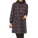 割烹着 スモック レディース 先染め格子かっぽう 2色組 婦人服 ミセス シニア 女性 チェック柄 格子柄 ブラック系 ワイン系 黒 赤 ハイネック あったか ...