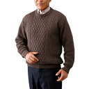 ニット セーター 丸首 メンズ シニア 日本製 ウール100% クルーセーター 全3色 クルーネック 紳士服 男性 長袖 ブラウン グレー ワインレッド 茶色 ...