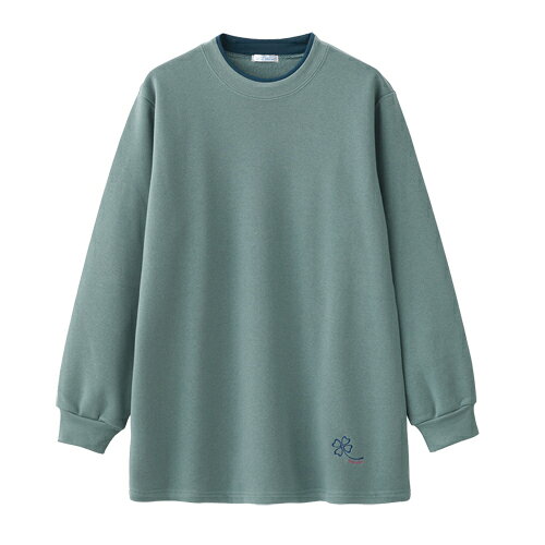 トップス クルーネック トレーナー 無地 長袖 レディース ラクしてホッと裏起毛プルオーバー 全6色 婦人服 ミセス シニア 女性 パープル オレンジ グリーン グレー ワインレッド ブルー シンプル ファッション 50代 60代 70代 80代 母の日 お母さん 秋冬　fuji　p26502 kenkoukaiteki-10016468 健康と快適生活 楽天市場店 サンプル画像3
