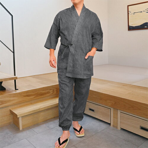 Monk'S Working Clothes - 日本製 粋涼 高島ちぢみ作務衣 全2色 作務衣 和服 和装 作業着 上下セット セットアップ メンズ 紳士服 シニア 男性 大人 グレー ネイビー 灰色 鼠色 紺色 無地 シンプル 40代 50代 60代 70代 80代 90代 父の日 お父さん おじいちゃん 春物 夏物 春夏　dz　p28676