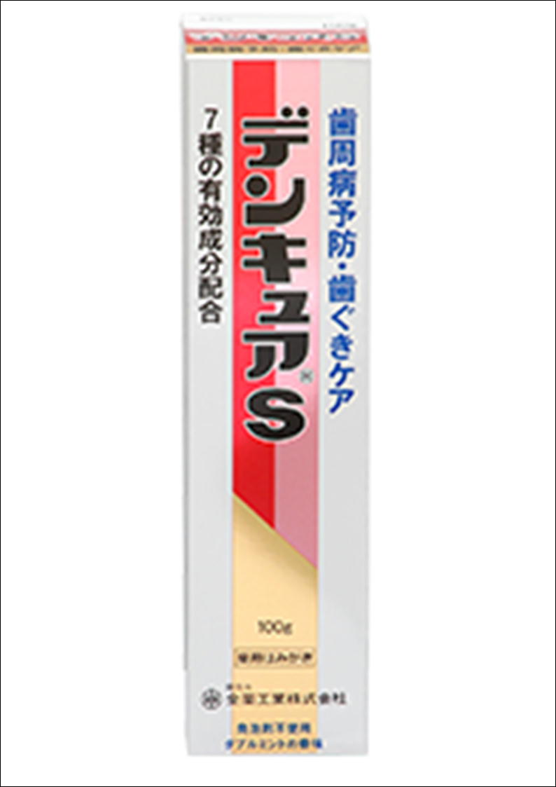 歯槽膿漏・歯肉炎・むし歯予防に■　製品特長●デンキュアSは、7種の有効成分を配合した薬用はみがきです。 2種の抗炎症成分（β-グリチルレチン酸、トラネキサム酸）が、歯周病に伴う歯ぐきの腫れを抑え、出血を防ぎます。 塩化セチルピリジニウムが、...