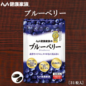 健康家族公式 ブルーベリー＜31粒入＞［ ブルーベリー サプリ 健康食品 欧州産 ビルベリー アントシアニン ルテイン ビタミンA アマニ油 植物性ソフトカプセル ]