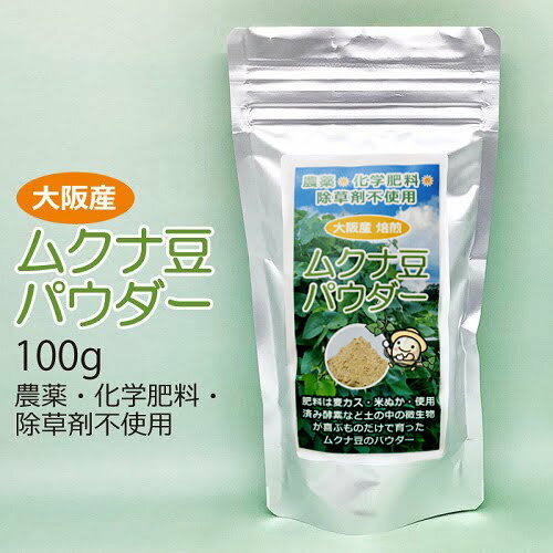 ムクナ豆パウダー 100g+ムクナ豆15g付 無農薬 無化学肥料 無除草剤 自社農園 大阪産 Ldopa レポドパ 国産 Mucuna ムクナ 粉末 L-ドーパ含有 L-dopa レポドパ 国産【ゆうパケット送料無料】【健康サポート農園】